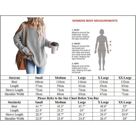 Women's Cold Shoulder Oversized Sweaters Grey Batwing Long Sleeve Top - Picture 4 of 4